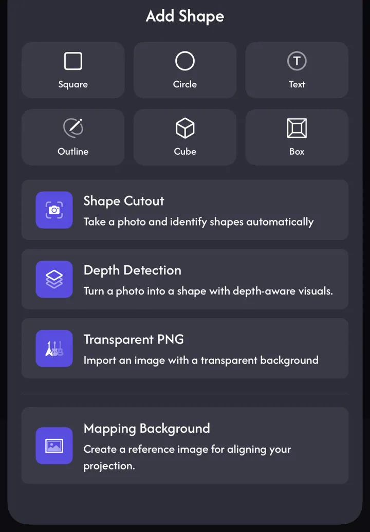 Add Shape sheet with Shape Cutout, Depth Detection, Transparent PNG and Mapping Background